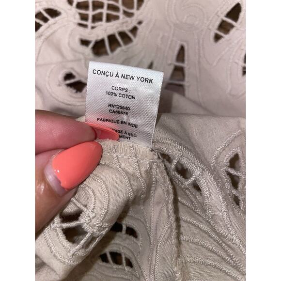 INTERMIX Jasmine Organic Cotton Detailed Lace Zip Up Back Fitted Cuff Blouse 6 - Picture 11 of 12